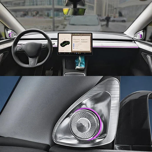 TESERY 4D Rotating LED Ambient Tweeter Speakers for Model Y Juniper / Model 3 Highland