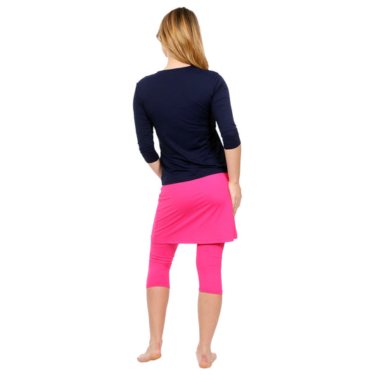 High-Neck Modest 3/4 Sleeve Swim Shirt with UV50 Protection