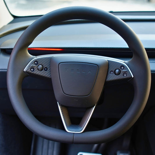 Dry Carbon Fiber Steering Wheel Trim Cover for Model 3 Highland / Model Y Juniper (3 Pieces)