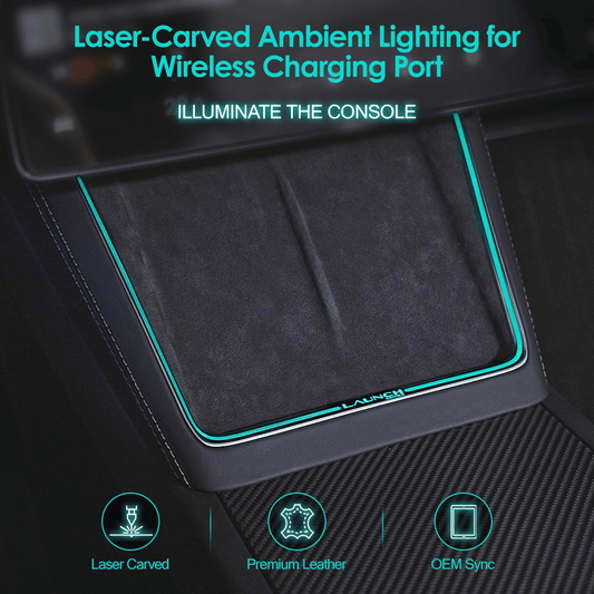 Laser-Carved Ambient Light for Model Y Juniper Wireless Charging Port | TESERY