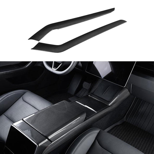 Real Dry Carbon Fiber Center Console Side Panel Overlays for Model 3 Highland / Model Y Juniper(2 Pieces)
