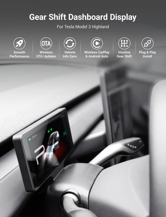 TESERY 7′′ Gear Shift Touch Screen Dashboard Display for Model 3 Highland / Model Y Juniper