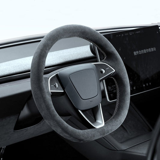 TESERY Alcantara Steering Wheel Cover for Model Y Juniper / Model 3 Highland