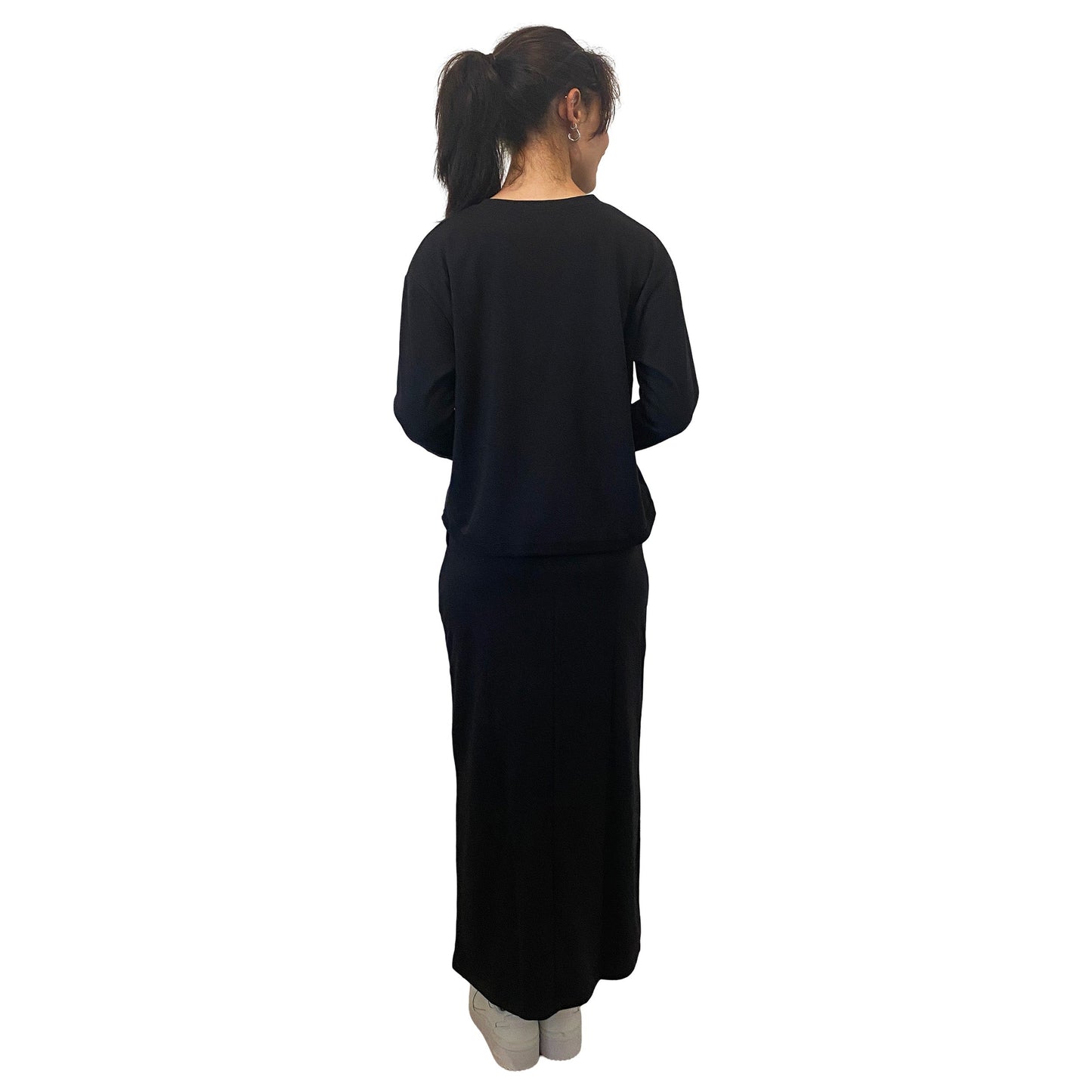 French Terry Cotton Blend Crew Neck Sweatshirt with Long Sleeves