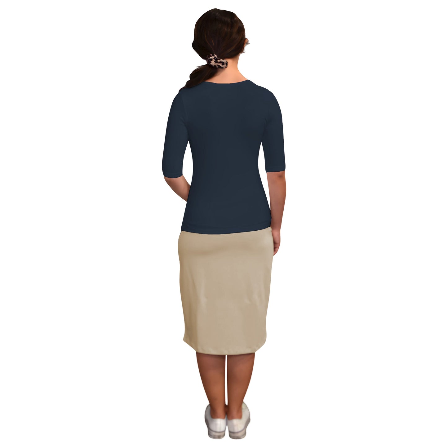 Fitted Layering Shell - Modest Round Neck with Elbow Sleeves