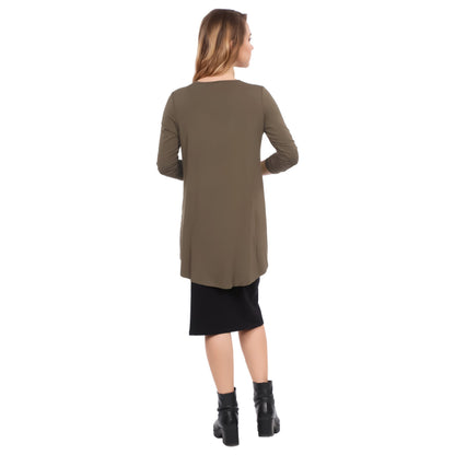 Hi-Lo Flowing 3/4 Sleeve Modest Tunic Top