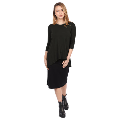 Hi-Lo Flowing 3/4 Sleeve Modest Tunic Top