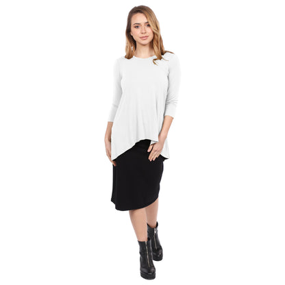 Hi-Lo Flowing 3/4 Sleeve Modest Tunic Top