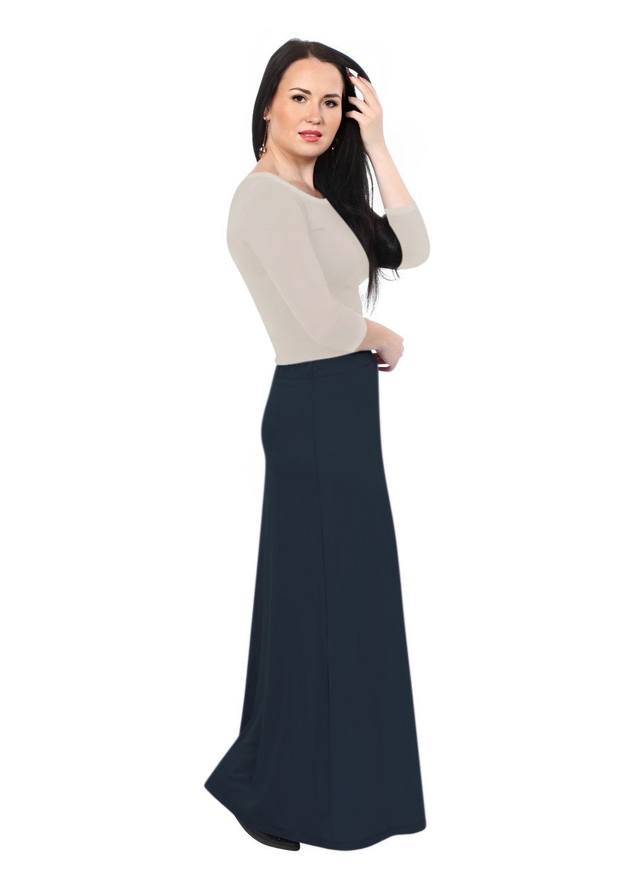 Flowing A-Line Maxi Skirt - Stretch Comfort Waistband