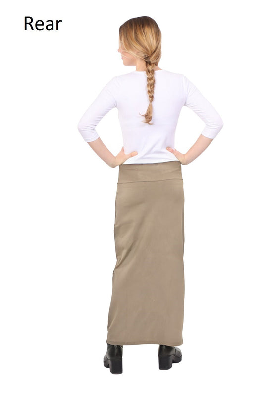 Women's and Plus Size Stretch Maxi Pencil Skirt - Cotton Blend and No Slits