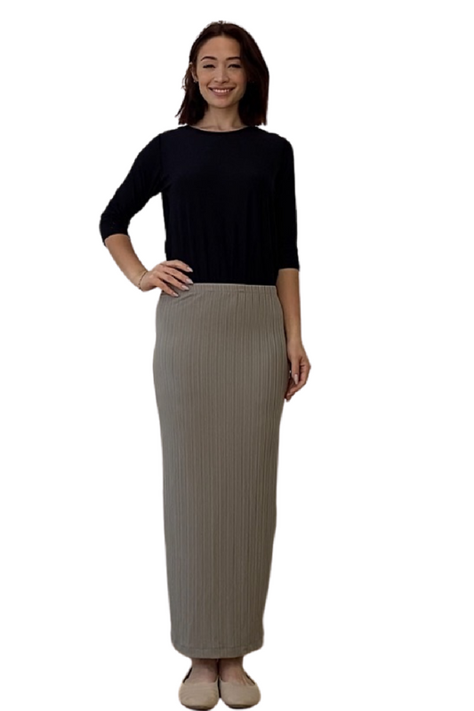 Chic Textured Ribbed Maxi Pencil Skirt - Stretch Comfort