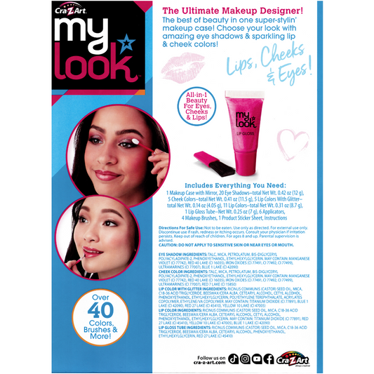 Cra-Z-Art Glamor Collection My Look Glitter Makeup Studio features over 40 vibrant colors, brushes, and additional accessories, all packaged in a new and sealed case.