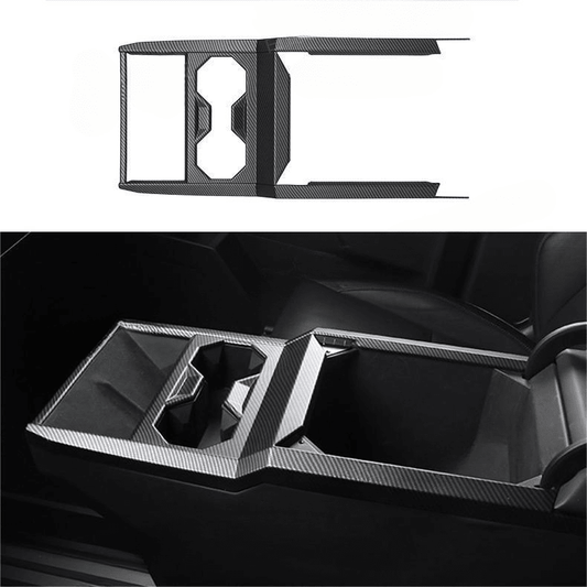 Cybertruck Center Console Cup Holder ABS Carbon Fiber Style Protective Overlay