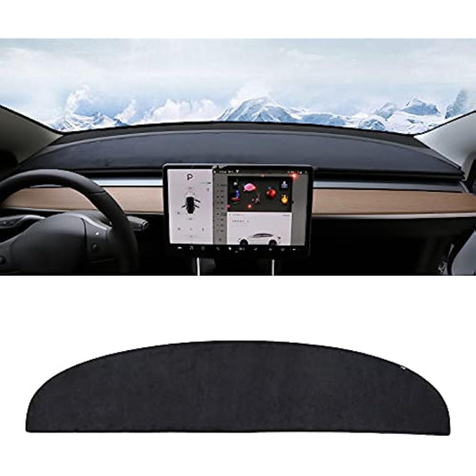 Dashboard Blackout Mat for Model 3/Y Anti-Glare Flannel Dash Cover
