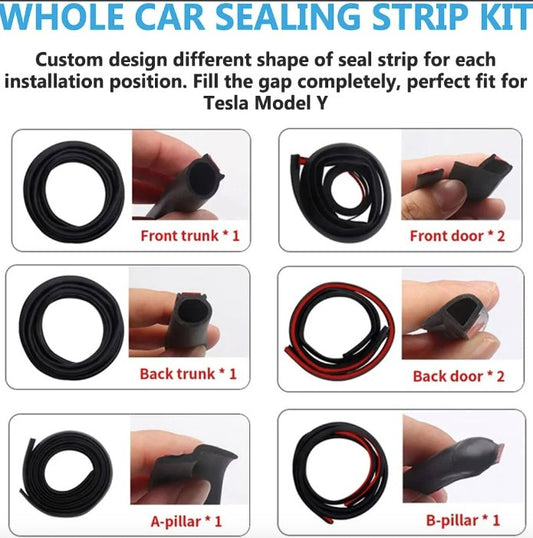 EPDM Door Seal Kit for Model Y | 8-Piece Full-Body | Noise Reduction | Weatherproof