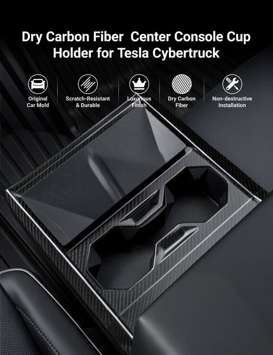 Dry Carbon Fiber Center Console Cup Holder for Cybertruck