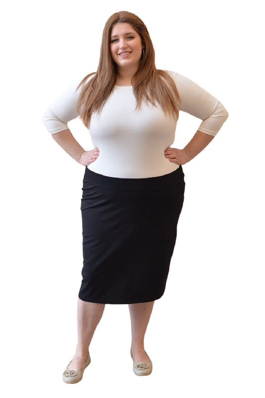 Modest Stretch Knee Length Pencil Skirt in Cotton Spandex