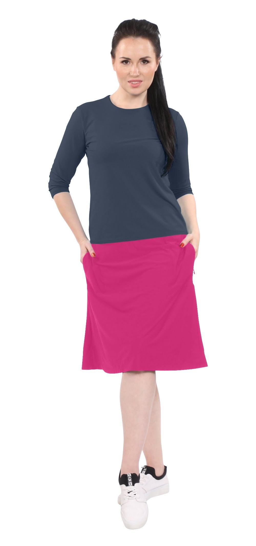 Modest A-Line Athletic Skort with Knee-Length Shorts - Swim & Sport Ready