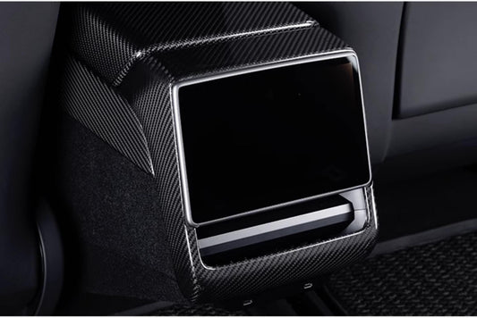 Real Dry Carbon Fiber Rear Screen Trim Frame Overlay for Model 3 Highland