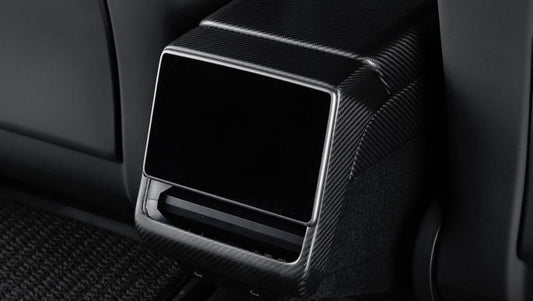 Real Dry Carbon Fiber Rear Screen Trim Frame Overlay for Model 3 Highland