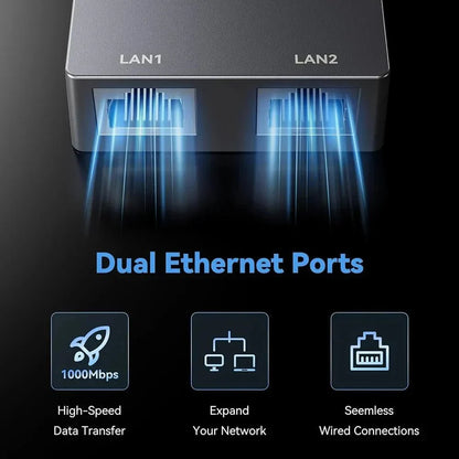 Starlink Gen 2 Dual-Port Ethernet Adapter | 2-in-1 RJ45 Splitter