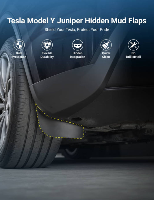 TESERY Hidden Mud Flaps for Model Y Juniper/ Model YL | Invisible Protection